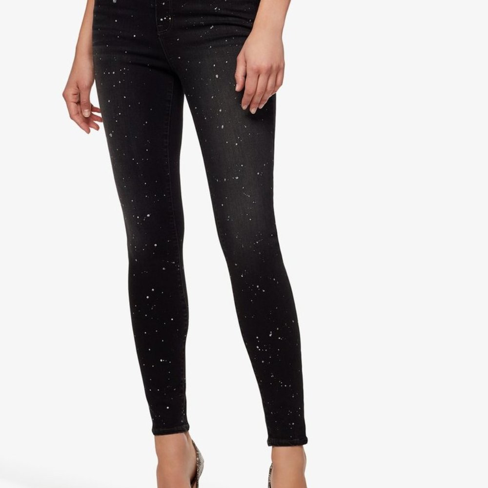 Social Standard by Sanctuary JET BLACK SPARKLE High Rise Skinny Jean - Picture 1 of 9